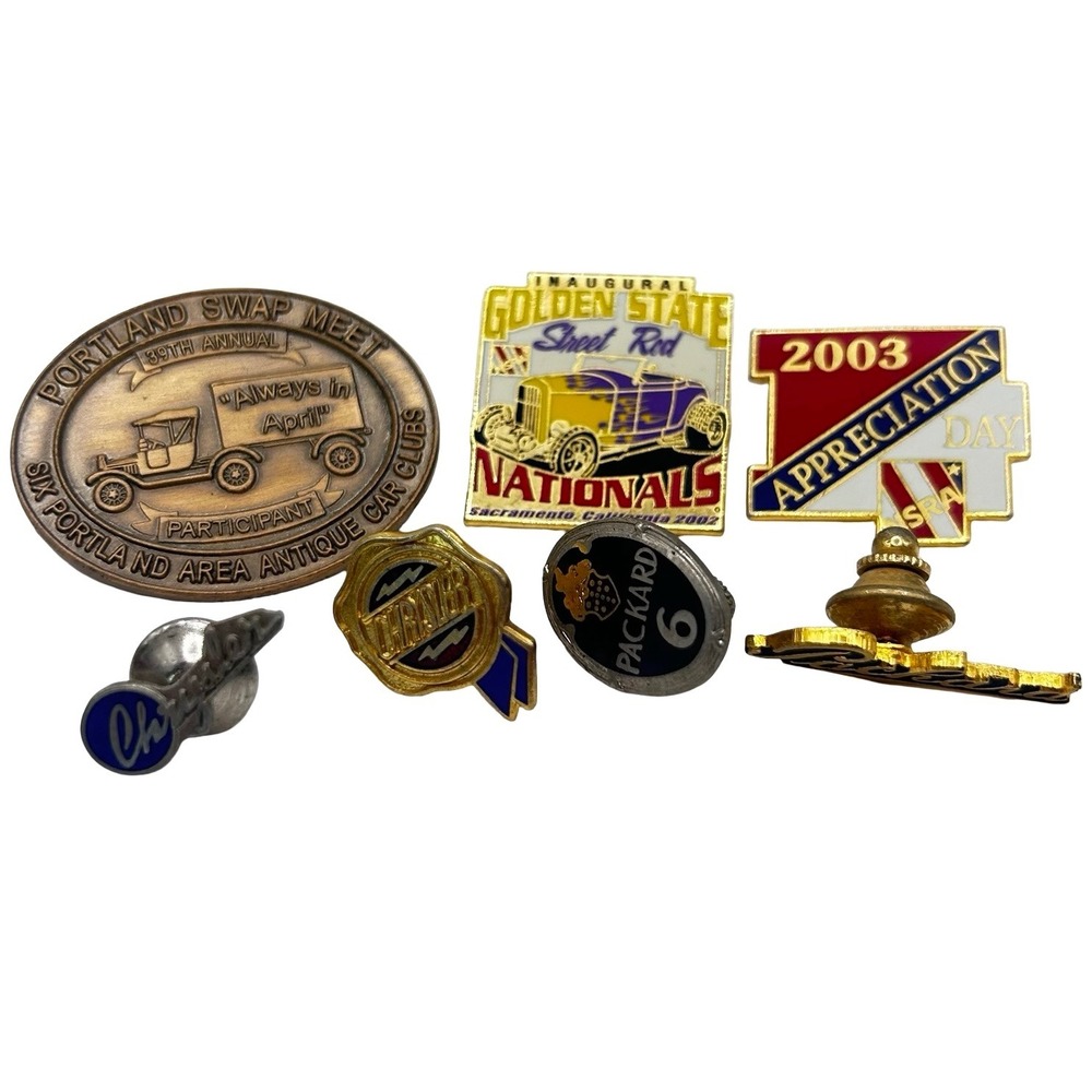 7-PIECE LOT Vintage Metal‎ Automotive Hat Lapel Pins Chrysler Packard NSRA